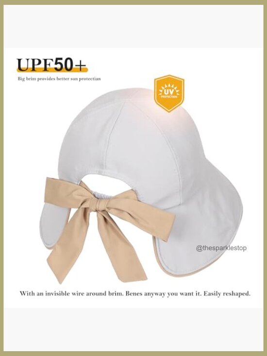 Wide Brim Sun Hat with Ponytail Hole UPF 50+ Polyester Bucket Hat main image 5